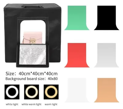 Produktbild von Fotobox - Tragbares Lichtzelt fürs Fotostudio - 40 × 40 × 40 cm - 6 farbige Hintergründe - Für Produktfotografie
