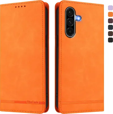 Produktbild von Hülle für Samsung Galaxy A56, Retro Kunstleder Ständer Klapphülle mit Kartenfächer und Magnetische Orange