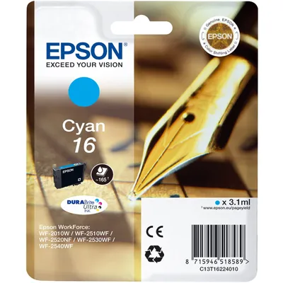 Produktbild von Epson Pen and crossword Singlepack Cyan 16 DURABrite Ultra Ink, Standardertrag, Cyan, 1 Stück(e)