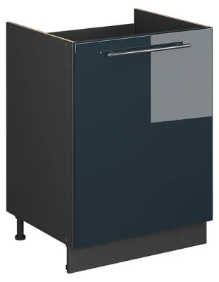 Produktbild von Spülenunterschrank Vicco Fame-Line Dunkelblau Hochglanz/Anthrazit 60 cm, Model 63431