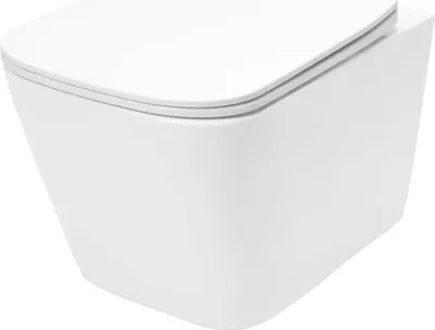 Obrázok produktu pre VBChome Závesné keramické WC bez ráfika s WC poklopom WC sedátko z duroplastu WC bez ráfika s funkciou mäkkého zatvárania WC s umývaním