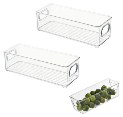 2er Set stapelbare Kühlschrank-Organizer, durchsichtig, 25,5x10x7,5 cm