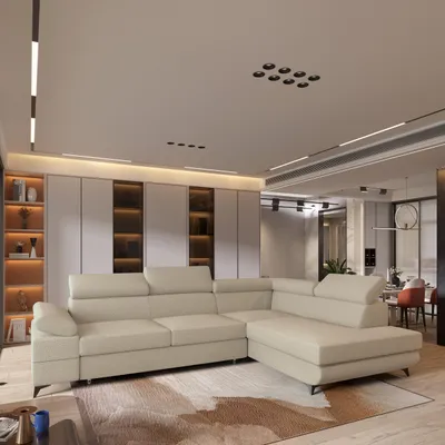 Produktbild von Masseno Ecksofa FAVIEN R-S mit Schlaffunktion L-Form, Sofa mit Bettkasten, Wohnzimmersofa, Couch, Soffa, Bettsofa, Couchgarnitur- Beige, QUELLE 05