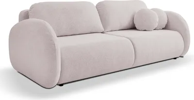 Produktbild von DomoHome LOOP Sofa mit Schlaffunktion – Modernes Design, Couch mit Bettkasten und Kissen, Skandinavisches Design, Ideal für modernes Wohnen Maße: 234x86x112 cm, Farbe: PUDERROSA