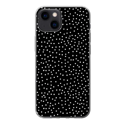 Produktbild von MuchoWow® Handyhülle Schutzhülle Hülle für iPhone 13 mini Polka dots - Schwarz - Weiß Silikon Softcase Handy Hülle - Softcase
