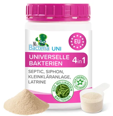 Produktbild von Aktivator Mr.Bacteria UNI 4v1, für Klärgrube, Siphon, Kläranlage und Latrine, 500 g