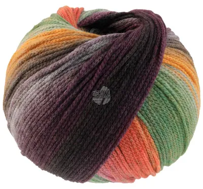 Produktbild von Lana Grossa FARFALLA 100 g Kettengarn aus extrafeiner Wolle 340 m Farbe 009 - Orange/Mint/Grau/Grün/Dunkelgrün/Schwarzgrün/Rost/Fuchsia
