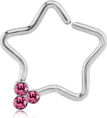 Produktbild von viva-adorno Knorpel Piercing Stern Kristall Ohrpiercing Helix Cartilage Tragus 316L Chirurgenstahl verschiedene Farben Z490,Stern 3x silber / pink