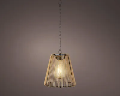Produktbild von Solar LED Pendellampe Outdoor 17,5cm Rattan-Optik Beige / Warmweiß