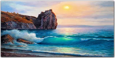 Produktbild von Coloray Bild aus Leinwand 100x50 Leinwand Dekoration - Malerei der Ozeanküste
