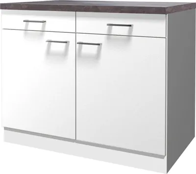 Produktbild von Flex Well Unterschrank mit Schublade und Drehtür Lucca BxTxH 100 x 60 x 85 cm weiß matt zerlegt Anschlag links rechts 00010751