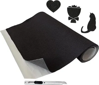 Obrázek produktu pro Samolepicí plstěné kluzáky 40x200 cm - Role plsti o tloušťce 2 mm - Plstěné podložky pod nohy židlí a nábytku - Ochrana podlahy černá