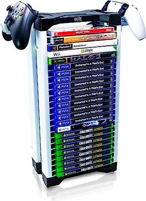 Produktbild von ADZ-Spielhalter, Speicher 23 oder Blu-ray-Discs, Turm-Stapel-Rack PS4, Xbox-Serie X, Switch Games Disks.Beinhaltet 2 Headset -Controller -Inhaber
