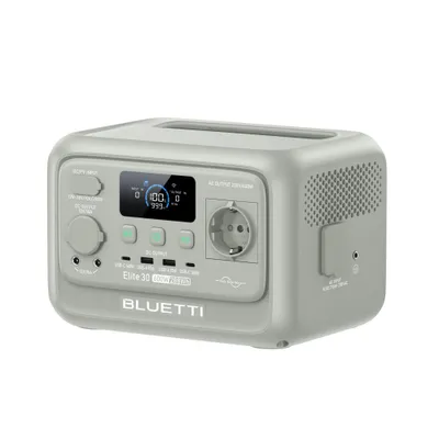 Zdjęcie produktu dla Przenośna stacja zasilająca Elite 30 V2, akumulator LFP 288 Wh, wyjście prądu przemiennego 600 W, generator słoneczny do kempingu, na wypadek awarii zasilania, do kamperów (jasnoszary)