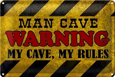 Produktbild von Blechschild Spruch 40x30cm man cave warning my cave rules