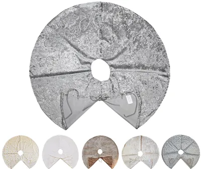 Produktbild von Kuschlige Christbaumdecke Rund Ø 90cm Weihnachtsbaumdecke Weihnachtsbaum Decke Tannenbaum Unterlage, Farbe:Silber / Ornamente