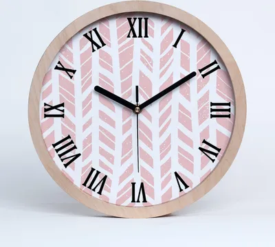 Produktbild von Holzuhr 30fi cm wanduhr - schwarze Spitzen - Fischgrätmuster
