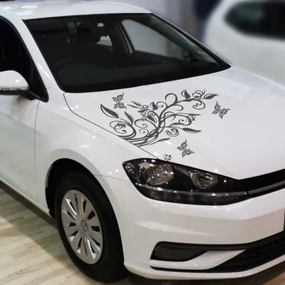 Produktbild von Aufkleber - Blumenranke Autoaufkleber + 3 Schmetterlinge 92cm x 60cm anthrazit - Tuning Carystyling Heckscheibe Auto