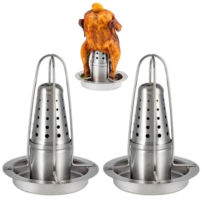 Image de bremermann Gril à poulet 2 pièces avec récipient aromatique, rôtissoire à poulet en acier inoxydable