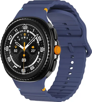 Produktbild von Silikon Armband für Samsung Galaxy Watch 8 / 8 Classic Wellenstruktur Dunkelblau