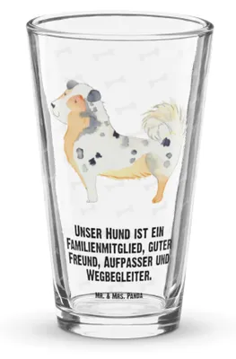Produktbild von Mr. & Mrs. Panda Glas Hund Australien Shepherd - Transparent - Geschenk, Cocktailglas, Spruch, Familie, Tumbler, Sprüche, Bierglas, Longdrinkglas, Wasserglas