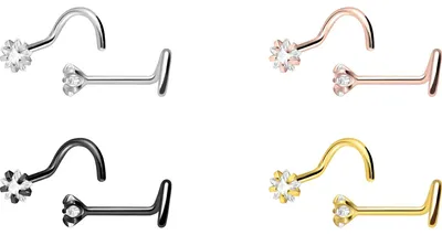 Produktbild von Nasenpiercing, Nasenstecker Titan Nasenstecker Spirale EINGEFASSTER KRISTALLSTERN