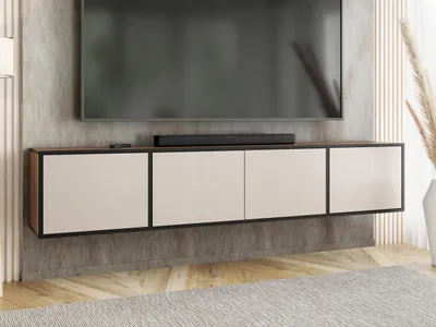 Produktbild von KierMoebel Tv Schrank ICO 4, Modern Lowboard Eiche Craft Gold & Kaschmir 206,4x42x38,8 cm