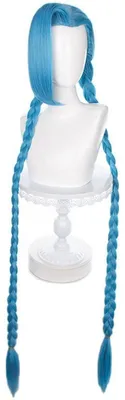 Produktbild von Lange Zopf-Cosplay-Perücke Damen Blau Jinx Halloween Party Kostüm quiet shade-clematis blue