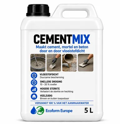 Productafbeelding van Cementmix 5 Liter - Maak beton, mortel en cementdekvloeren duurzaam waterdicht - Voor egalisatie, stucwerk, vloer en fundering