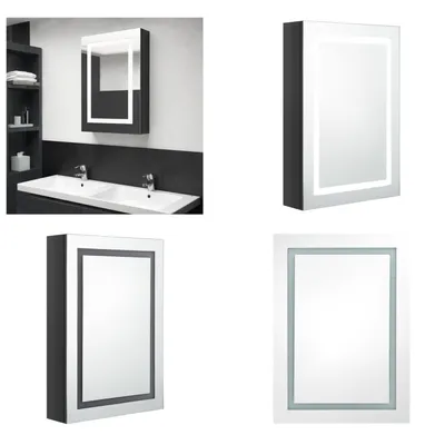 Obrázok produktu pre vidaXL LED zrkadlová skrinka do kúpeľne Lesklá čierna 50x13x70 cm - Kúpeľňová skrinka - Kúpeľňové skrinky - Zrkadlová skrinka - Zrkadlové skrinky
