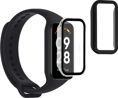 Produktbild von kwmobile 2x Cover kompatibel mit Xiaomi Redmi Smart Band 2 Hülle - Fullbody Fitnesstracker Case Set aus Glas - Transparent Schwarz