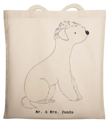 Produktbild von Mr. & Mrs. Panda dokumententasche Bedlington Terrier Moment - Transparent - Geschenk, Tote Bag, Baumwolltasche, Stoffbeutel, Alltagstasche, Tasche, Beutel