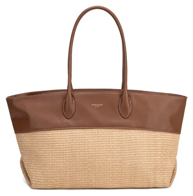 Immagine prodotto di Borsa a spalla shopper da donna, bicolore, in ecopelle e tessuto intrecciato, colore nero