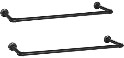 Immagine prodotto di Portaabiti da parete, set da 2 - 2 aste - Metallo nero - 92 x 30 x 7,5 cm