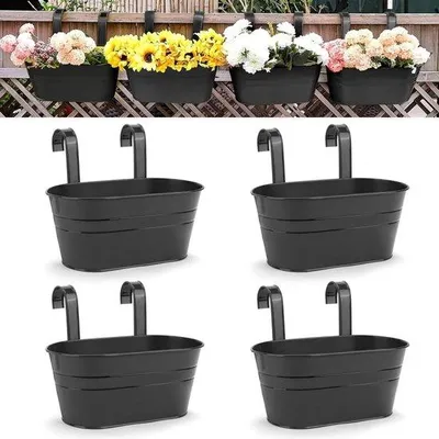 Immagine prodotto di Famanu: Vaso per piante in metallo, design moderno, adatto per interni ed esterni, colore nero