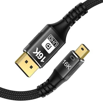Produktbild von 16K Mini DisplayPort to DisplayPort Cable 2.1, 16K (15360 x 8640) @ 60Hz 4K @ 240Hz 8K @ 144Hz, HDR, DSC1.2a, G-Sync FreeSync (1M)