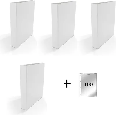 Produktbild von 4x Ringbuch / DIN A5 / 2-Ring Ordner / Farbe: weiß + 100 Prospekthüllen