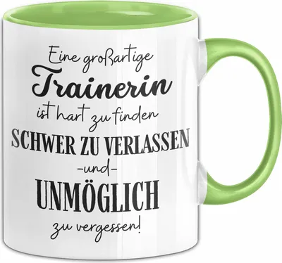 Produktbild von Trainerin Abschied Geschenk Tasse Abschiedsgeschenk für Trainerin Hart Zu Finden Schwer Zu Verlassen (Grün)