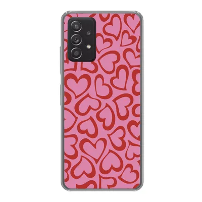 Produktbild von MuchoWow® Handyhülle Schutzhülle Hülle für Samsung galaxy a73 Eine Illustration der Tapete mit roten Herzen Silikon Softcase Handy Hülle - Handyhülle