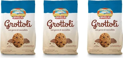Produktbild von 3x Divella Grottoli con gocce di cioccolato Italienische Shortbread Kekse mit Schokoladentropfen 700g biscuits cookies