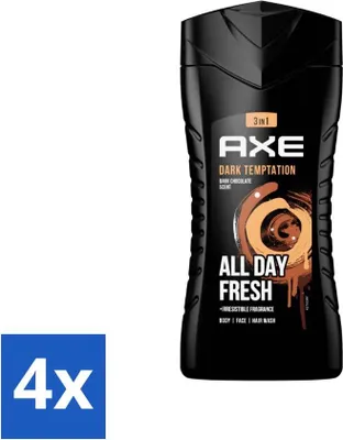 Image de Axe - Gel douche 3 en 1 - Dark Temptation - Chocolat noir - 250 ml - Pack avantage - 4 pièces