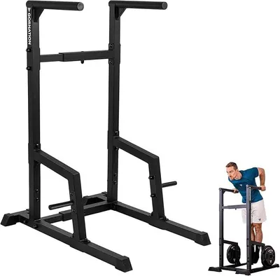 Imagen del producto de Estación de dominadas para calistenia y gimnasio en casa, barras de dominadas ajustables para uso en interiores y exteriores, barras de dominadas independientes para ejercicios de dominadas, posiciones en "L" y entrenamiento abdominal