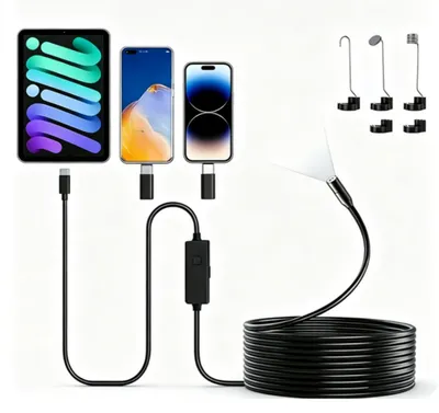 Obrázok produktu pre Endoskopická kamera s osvetlením, HD endoskopická kamera pre mobilné telefóny, LED osvetlenie, vodotesná (IP67)