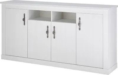 Produktbild von Wohnzimmer Sideboard mit 201 cm Breite in Pinie weiß, Landhaus-Stil - RAPLA-61