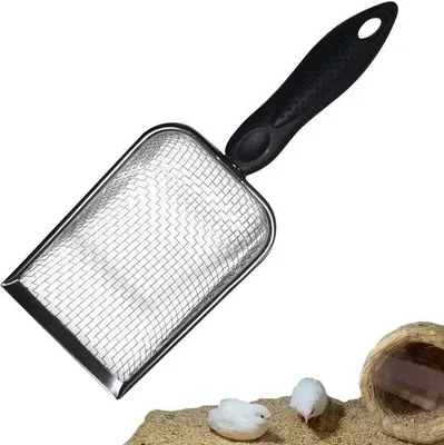 Obrázek produktu pro Kovová lopatka na kočičí stelivo – úklid psího a kočičího steliva – hluboká lopatka – povrchová úprava proti ulpívání – 25,7 x 21,8 x 5,6 cm