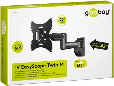 Produktbild von Goobay TV EasyScope Twin M, 106,7 cm (42"), 200 x 200 mm, 200 x 200 mm, -20 - 20°, -90 - 90°, Schwarz