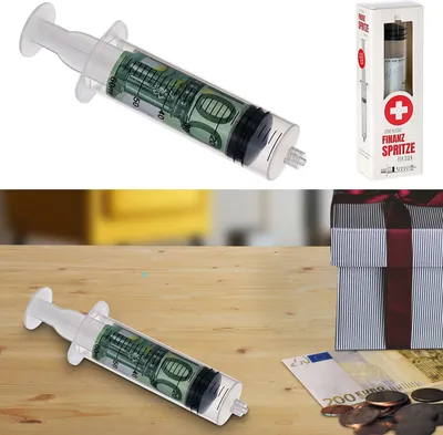 Produktbild von Finanzspritze 15x3cm Geldgeschenk Spritze Geld Verpackung Geldspritze Wunscherfüller