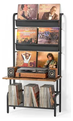 Image de Meuble de rangement pour disques vinyles - 70 x 30 x 144 cm - Capacité pour 300 disques
