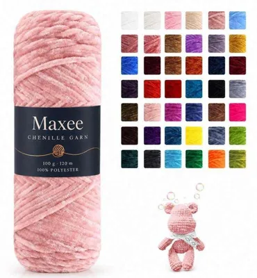 Produktbild von Chenille Garn Samtig Weich 100g Fleischpulver Zum Stricken & Häkeln
