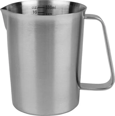 Produktbild von Krumble Messbecher mit Ausgießer - Messbecher zum Kochen und Backen - Messbecher - Kochgeschirr - Rührbecher - Mixbecher - Edelstahl - 500 ml - 9 x 9,5 x 11 cm (lxbxh) - Silber
